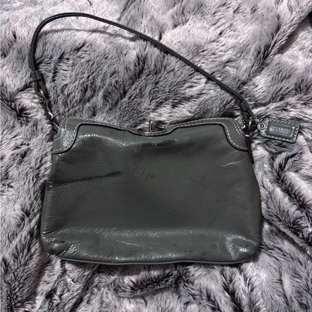 Coach Gray Leather Shoulder Bag